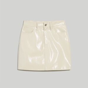 Madewell NWT Cream Faux Leather Mini Skirt